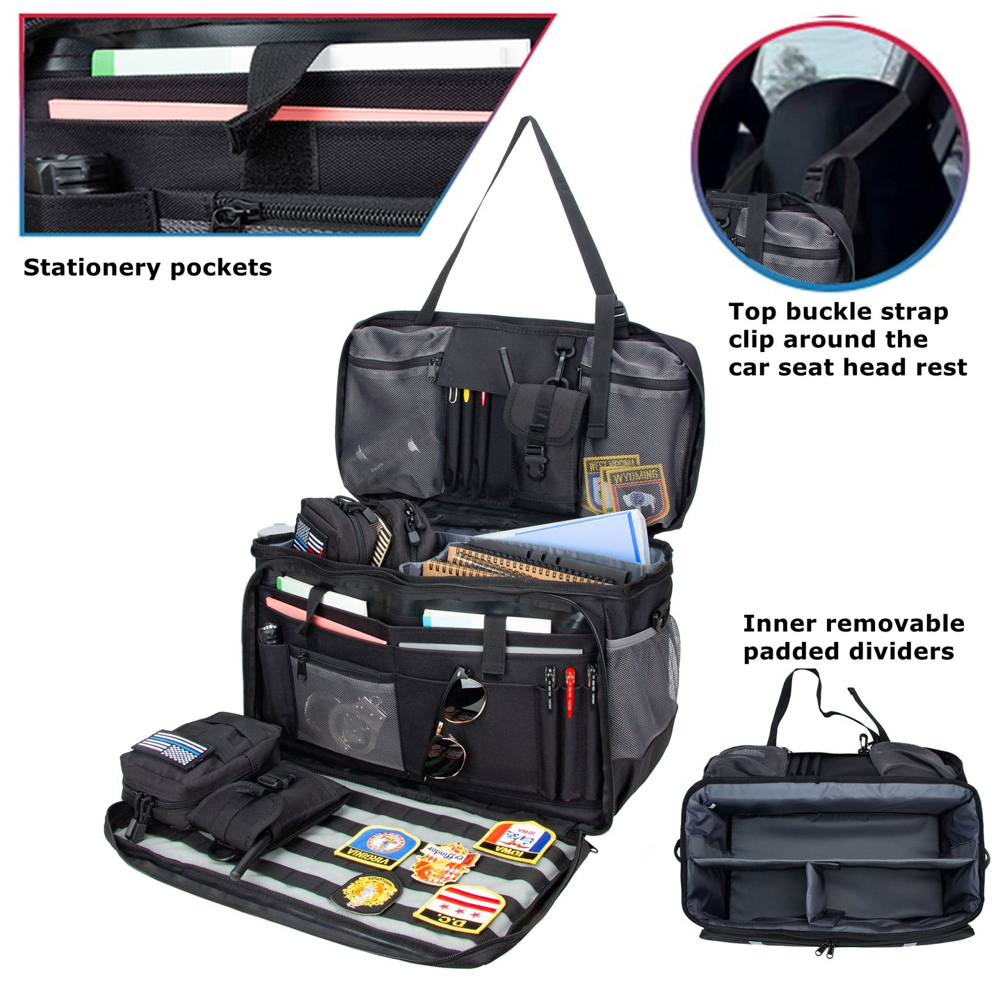 Car Truck Front Seat Organizer for Police Law Enforcement Gear