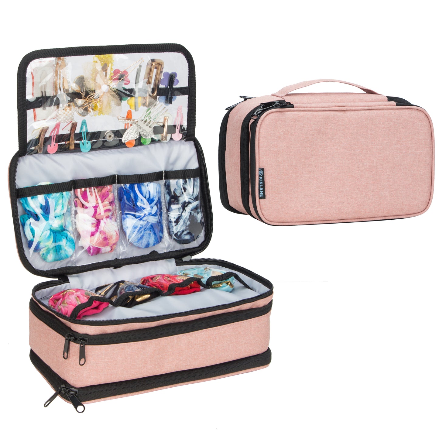 Baby Girl Hair Accessories Travel Storage Bag For Soft Headbands Holder, Barrette, Bows, Hair Ties, Pins