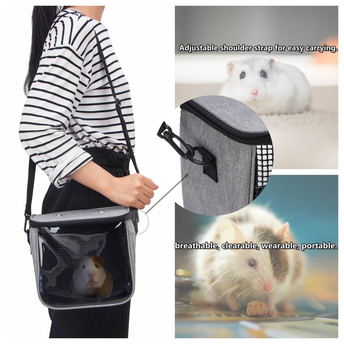 Breathable Portable Hamster Carrier Bag for Outgoing Travel,hanging Tote Carry Bag for Squirrel Rats Sugar Glider Ferret.