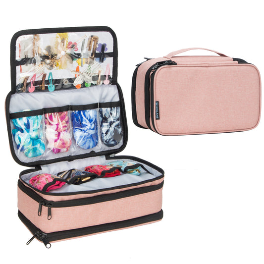 Baby Girl Hair Accessories Travel Storage Bag For Soft Headbands Holder, Barrette, Bows, Hair Ties, Pins