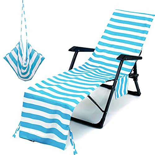 Beach Chair Cover for Pool, Patio, Garden, Chaise Lounge Cover with Pocket