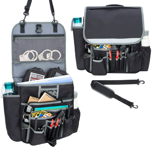 Car Front Seat Organizer for Police Patrol Law Enforcement,Patrol Tactical Gear Accessories with Shoulder Strap and Reflective Strap
